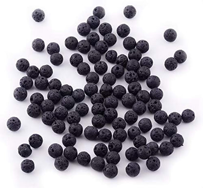 Natural Stone Beads 100pcs 8mm Black Lava Round Genuine Stone Beading Loose Gemstone Hole 1mm DIY Beads for Essential Oil Yoga Bracelet Necklace Earrings Jewelry Making (Black Lava Stone Beads,8mm) - color: Black Lava Stone Beads, size: 8mm