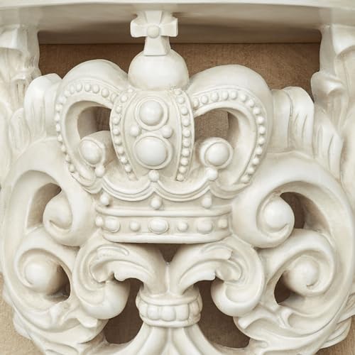 Crown Imperial French Scroll Wall Shelf, Antique White, Victorian Style
