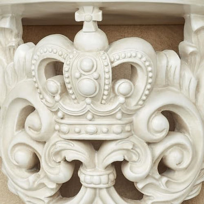 Crown Imperial French Scroll Wall Shelf, Antique White, Victorian Style