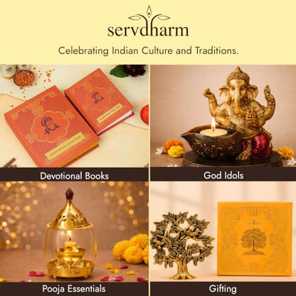 Servdharm Durga MATA Pocket Temple with Charan Paduka and Sacred Mantra | Sherawali MATA Pooja Box - Brown Gold 8.3"x4.5" for Wedding, Housewarming Gift and Home Temple