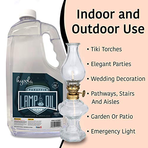 HYOOLA 1-Gallon Liquid Paraffin Lamp Oil - Clear Smokeless, Odorless, Ultra Clean Burning Fuel for Indoor and Outdoor Use - Highest Purity Available - 6 Pack - size: 6 Pack