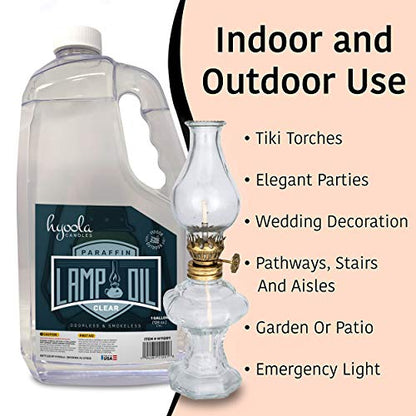 HYOOLA 1-Gallon Liquid Paraffin Lamp Oil - Clear Smokeless, Odorless, Ultra Clean Burning Fuel for Indoor and Outdoor Use - Highest Purity Available - 2 Pack - size: 2 Pack