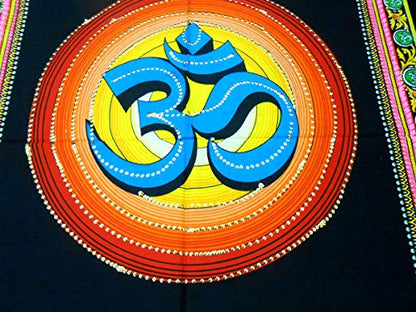 Om/Aum Cotton Batik Wall Hanging Painting Yoga : Size 43"x30" Inches - color: Aum/ Om
