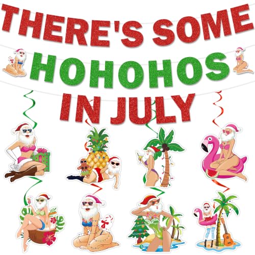 Summer Christmas Decorations, Tropical Santa Banner for Pool Party - color: Summer Christmas