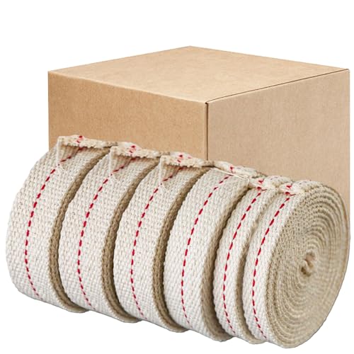 39 Feet (6 Rolls Oil Lamp Wicks), Includes 3 Sizes 1/2'' 3/4'' 7/8'' Inch Oil Lantern Wick, Soft Flat Cotton Wicks for Oil Lamps and Oil Burners, 6.6 Feet per Roll - style: Mixed Wicks