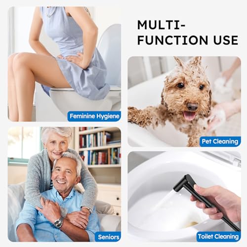 Arofa Built-in Hot and Cold Bidet Sprayer, Warm Water Bidet, Matte Black - color: Black, size: Built-in Hot & Cold Water Modes-Round