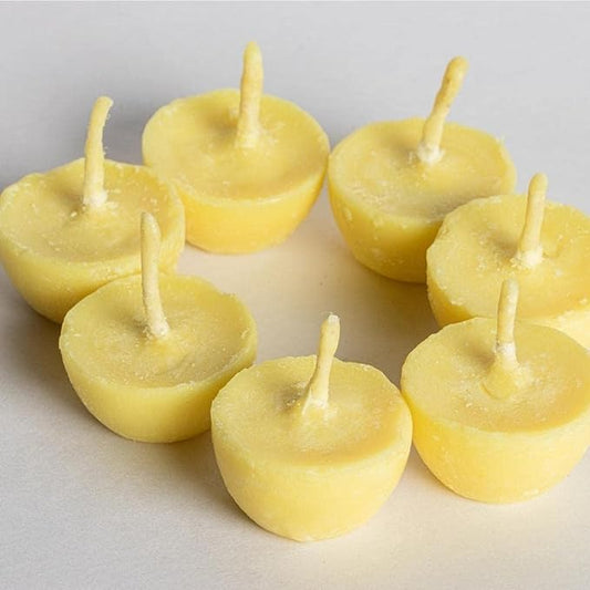 Cow Ghee Diya Wicks - 60min Burning Time | Wax Free for Puja, Prayers in Temple, Church, Gurudwara | Pack of 25 - size: Cow Ghee Wicks Pack of 25