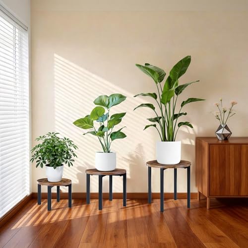Amaoot 3-Pack Plant Stands Indoor,Large Plant Stool Flower Display Shelf