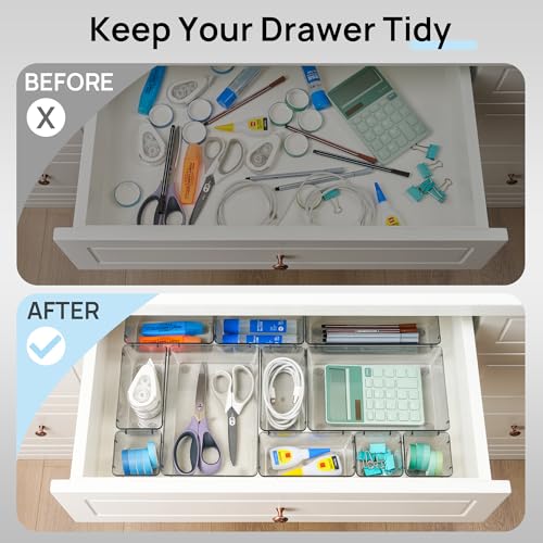 Vtopmart 25 Pack Plastic Drawer Organizers with Non-slip Rubber Pads - color: Clear Black