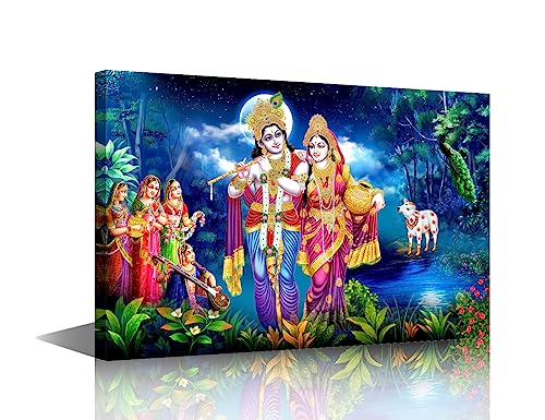 1 Piece Radha Krishna Wall Art for Bedroom Hinduism God Wall Decor India Religious Framed Canvas Art Pictures House Deocrations for Living Room Office Large Wall Art Framed Ready to Hang - 16" Wx24 H - color: Artwork-20, size: 24"L x 16"W