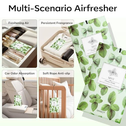 MYARO 20Pcs Peppermint Scented Sachets, Closet Deodorizer Car Air Freshener - color: Mint, size: 20 Packs