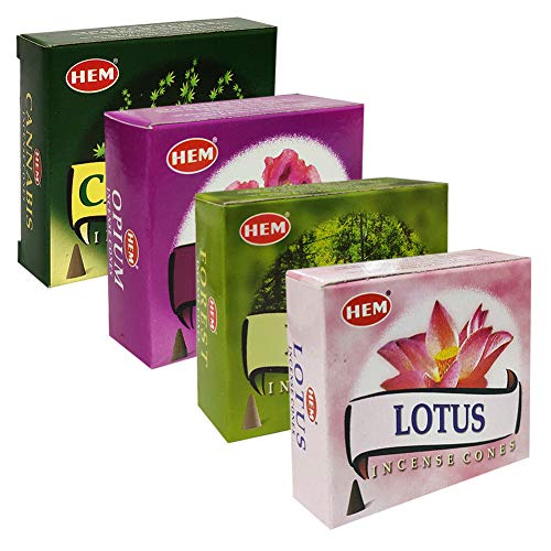 Hem Incense Cones Variety Pack #2 and Cone Incense Burner Bundle with 4 Most Liked Fragrances - color: Popular4b