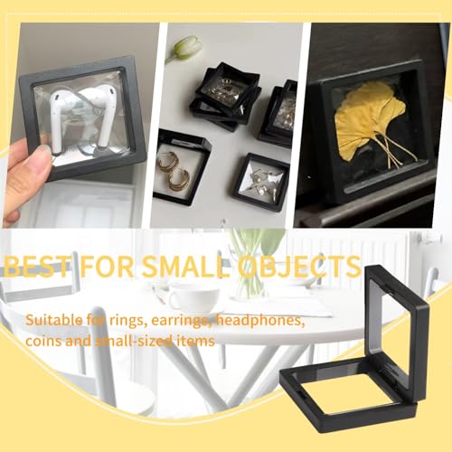 20Pcs Floating Frame Display Case——BSELUTNGY 3D Floating Display Case 2.76 Inches Black is Perfect for Preserving and Displaying Jewelry, Coins, Badges, Specimens and Various Collectible - size: 2.76in*2.76in