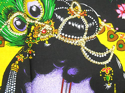 Ladoo Gopal Cotton sequin sitara batik Wall Hanging Painting : Size 43"x30" Inches - color: Laddoo Gopal - Bal Krishna