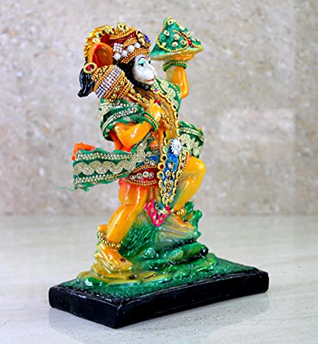 eSplanade Resin Hanuman Anjaneya Pavan Putra Idol Murti Moorti Statue (8.5 x 6.5 Inches)