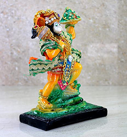 eSplanade Resin Hanuman Anjaneya Pavan Putra Idol Murti Moorti Statue (8.5 x 6.5 Inches)