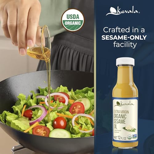 Kevala Organic Extra Virgin Sesame Oil – 12 oz, Body Care and Hair Care - size: 12 Fl Oz (Pack of 1)