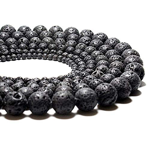 Natural Stone Beads 100pcs 6mm Black Lava Round Genuine Stone Beading Loose Gemstone Hole 1mm DIY Beads for Essential Oil Yoga Bracelet Necklace Earrings Jewelry Making (Black Lava Stone Beads,6mm) - color: Black Lava Stone Beads, size: 6mm