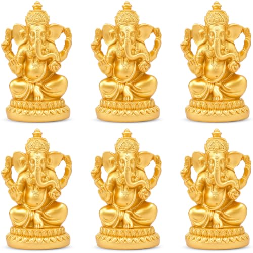 Soulchen 6 Pcs Indian Return Gifts for Pooja Ganesh Statue Small Elephants Statues Bulk Ganesha Diwali Decor Symbol of Lucky Wealth Prosperity for Diwali Pooja Wedding Favor (Trendy Style) - style: Trendy Style