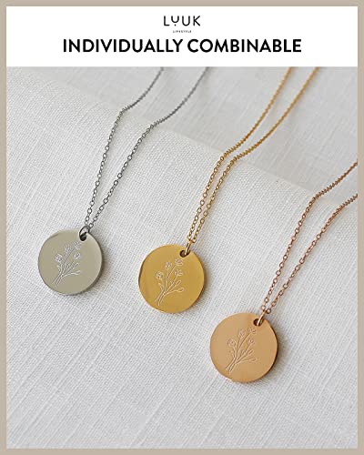 LUUK LIFESTYLE Dainty Stainless Steel Pendant Necklaces Silver Gold Rose - color: Gold, size: Flower