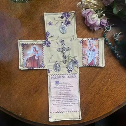 Handcrafted Pocket Shrine Catholic – Portable Travel Prayer Kit & Folding Personal Altar Gifts, Pocket Shrine with Silver Cross, Faith Edition Pocket Devotional, Pocket Prayer & Altar for Spiritual Faith Practices (A) - color: A