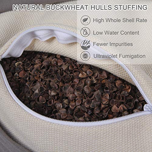 Embroidered Meditation Pillow D=16" H=5.5" Round Velvet Meditation Cushion Yoga Bolster Floor Pouf Zafu Natural Buckwheat hulls Sitting on Floor Removable Organic Cotton Cover Large Kneeling Pillow - color: Cyan Blue