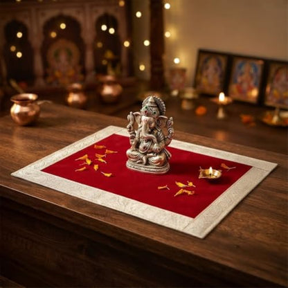 Set of Two Multipurpose Red Velvet Aasan for Mandir, Temple, Home, Office, Base, Chowki, Slab