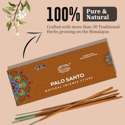 Pure Palo Santo Incense Sticks, 100%-Natural Charcoal Free Organic Non Toxic Clean Burning Handmade Insence Sticks 100 gm Pack, Meditation Gifts – Spritual Cleansing - color: Palo Santo