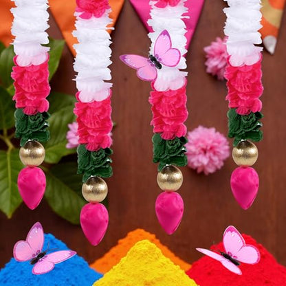 10 Pcs Diwali Decorations Artificial Jasmine Garland Toran Bandhanwar with Lotus Buds Traditional Indian Hanging Decor for Puja Pooja Diwali Wedding Housewarming (30 Inch)