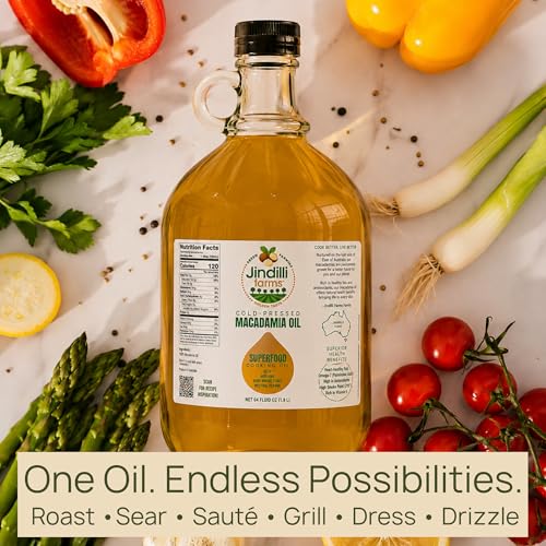 Jindilli Farms Macadamia Nut Cooking Oil, Pure Cold-Pressed, 64 Fl Oz - size: 64 Fl Oz (Pack of 1)