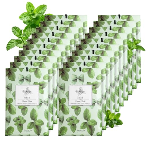 MYARO 20Pcs Peppermint Scented Sachets, Closet Deodorizer Car Air Freshener - color: Mint, size: 20 Packs