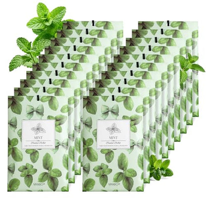 MYARO 20Pcs Peppermint Scented Sachets, Closet Deodorizer Car Air Freshener - color: Mint, size: 20 Packs