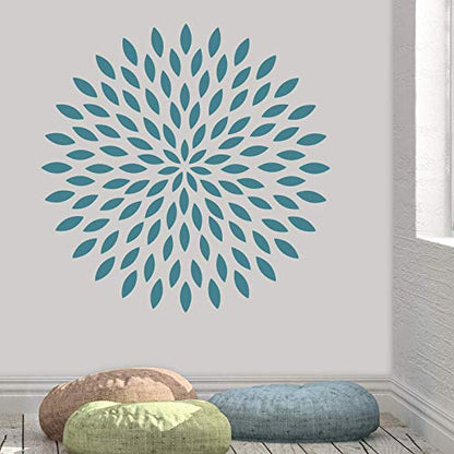 Dahlia Mandala Stencil - Large Stencils, Floor Stencil, Durable for Repeated Use in Art and Meditation Areas - size: 30"x30"