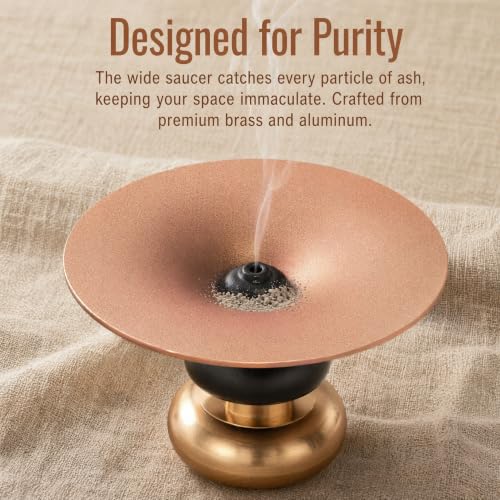 Metal Incense Holder, One - Press Eject Brass Stick Burner and Cone - color: Rose-brown