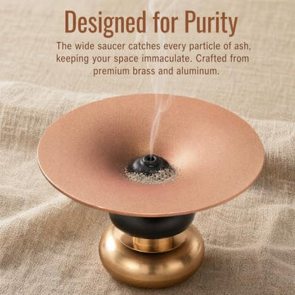 Metal Incense Holder, One - Press Eject Brass Stick Burner and Cone - color: Rose-brown