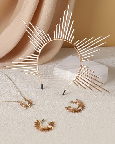 3 Pcs Goddess Costume Accessories Set, Sunburst Crown