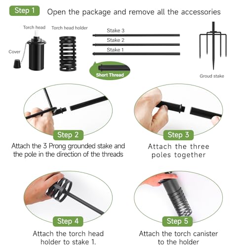 ZSZMFH 4 Pack Citronella Torches for Outside, 16Oz Outdoor Garden Torches