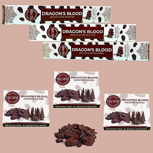 Dragons Blood Incense Sticks & Incense Cones Combo Pack - 60 Insence-Sticks + 30 Insence Cones - Inscense - Incense Cones Scented - Insents - color: Dragons Blood
