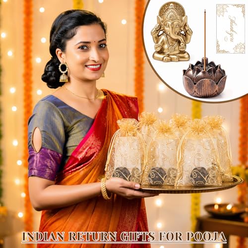 AceOrbit 30 Pack Diwali Party Favors Set, Lotus Incense Ganesha, Elegant - style: Elegant
