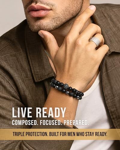 Mens Beaded Bracelets, Cross Bracelet for Men with Hematite Black Obsidian Lava Stone Triple Protection Bracelets for Men - size: Small, style: Black Zirconia