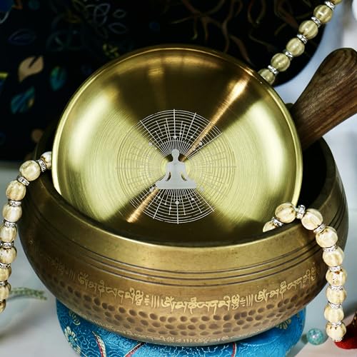 Gold Offering Prayer Ritual Bowl Plate Great for Altar,Witches,Meditation,Incense Sticks, smudging, Candle,Crystal,Jewelry,Yoga Use (Meditation Poster) - style: Meditation Poster