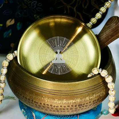 Gold Offering Prayer Ritual Bowl Plate Great for Altar,Witches,Meditation,Incense Sticks, smudging, Candle,Crystal,Jewelry,Yoga Use (Meditation Poster) - style: Meditation Poster