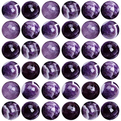 Natural Stone Beads 100pcs 10mm Amethyst Round Genuine Real Stone Beading Loose Gemstone Hole Size 1mm DIY Smooth Beads for Bracelet Necklace Earrings Jewelry Making (Amethyst, 10mm) - color: Amethyst Purple, size: 10mm