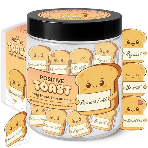 Positive Toast Scripture Jar - 60 Daily Bible Blessings, Christian Encouragement Cards, Faith Gift for Women, Teens, Kids & Coworkers - style: Emotional Support Daily Bread Bible