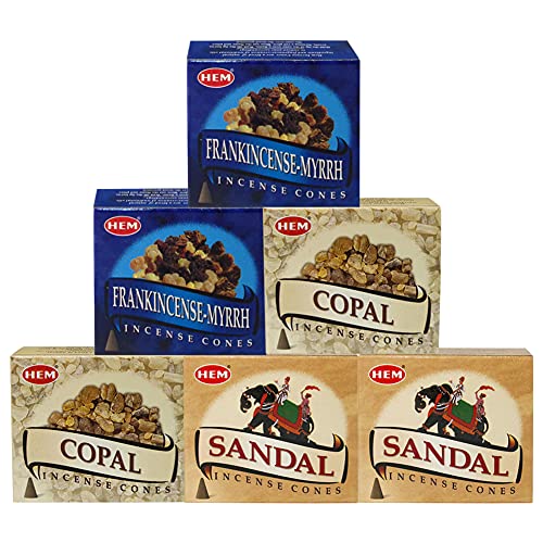 Sandalo Copal Incense Cones & Holder Bundle Variety Pack from Hem Trumiri Insense Inscents Insencents Insence - color: Sandalo & Copal