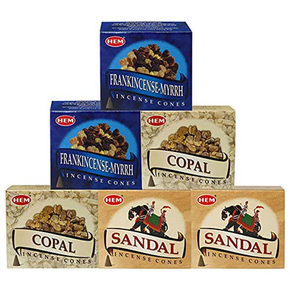 Sandalo Copal Incense Cones & Holder Bundle Variety Pack from Hem Trumiri Insense Inscents Insencents Insence - color: Sandalo & Copal