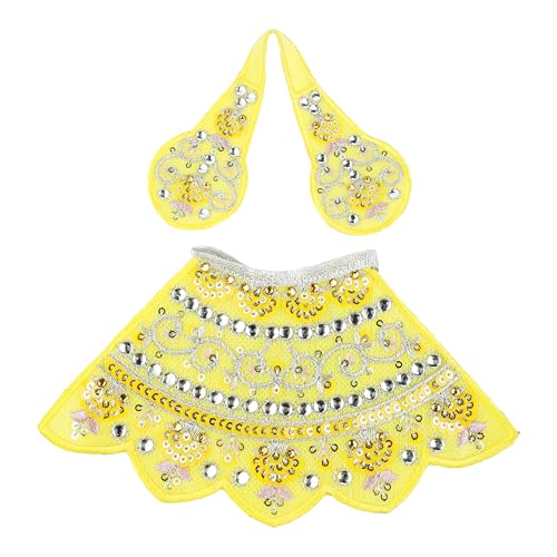Set of 2 Durga Devi Dress poshak Puja Cloth lehanga Chunari-Green,Yellow-3" - color: Green and Yellow