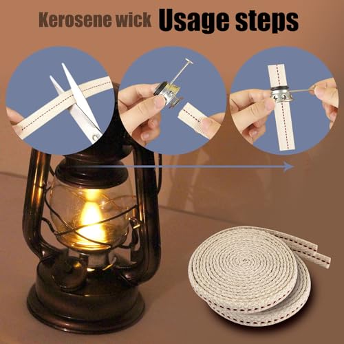 1 Roll/6.5 Feet Flat Oil Lamp Wick, 3/8 Inches Cotton Wick Replacement for Kerosene Burner, Lantern, Lamps (1, 3/8 inch) - size: 3/8 inch