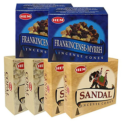 Sandalo Copal Incense Cones & Holder Bundle Variety Pack from Hem Trumiri Insense Inscents Insencents Insence - color: Sandalo & Copal
