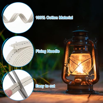 PATIKIL 1" Wide 6 Feet 100% Cotton Flat Wick, Oil Lamp Wicks with Black Stitch for Kerosene Lamp Lantern Oil Burner - color: Black, size: 1" x 6 Feet